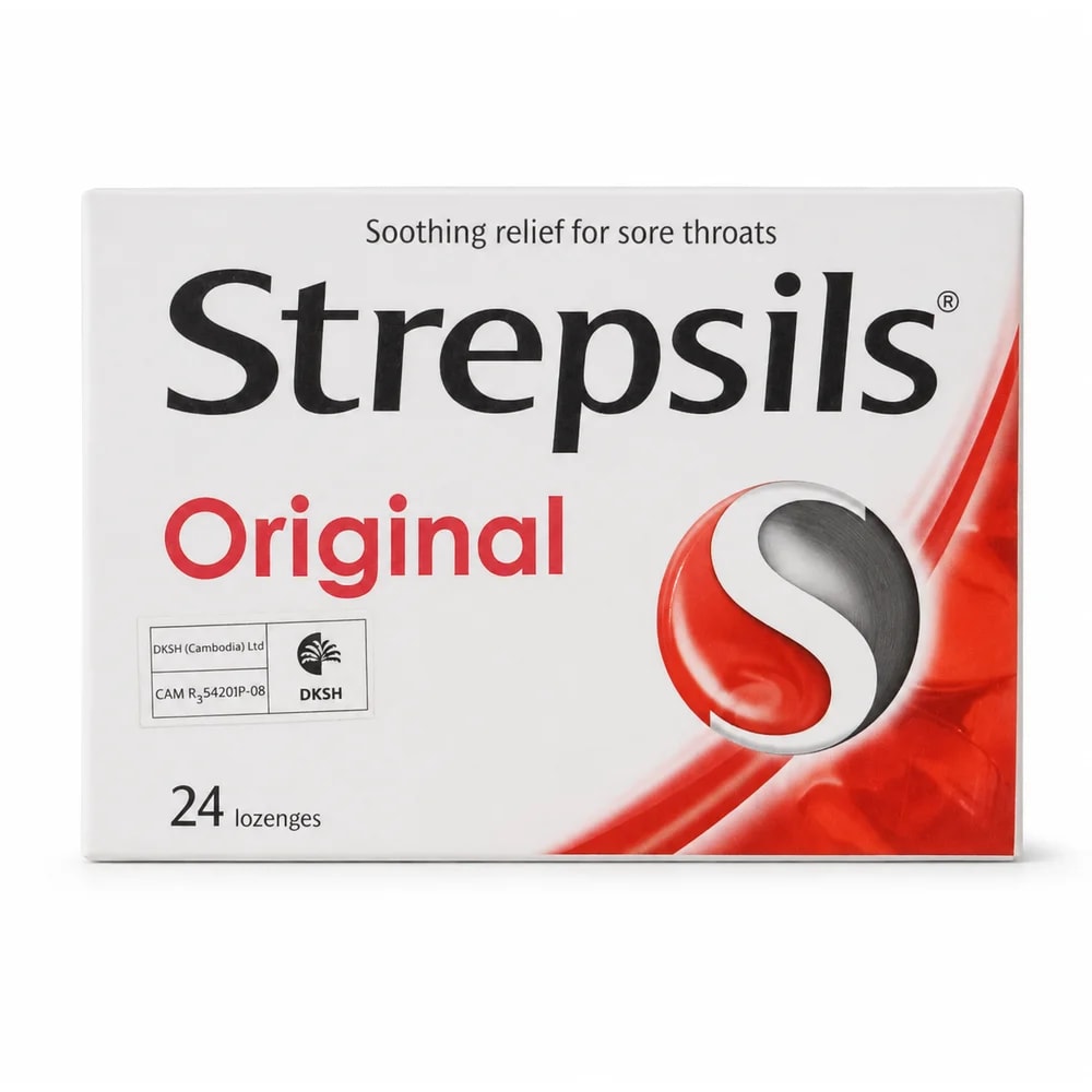 Strepsils Original 2,4-Dichlorobenzyl alcohol 1.2 mg + amylmetacresol 0.6 mg per lozenge - Kim Yi