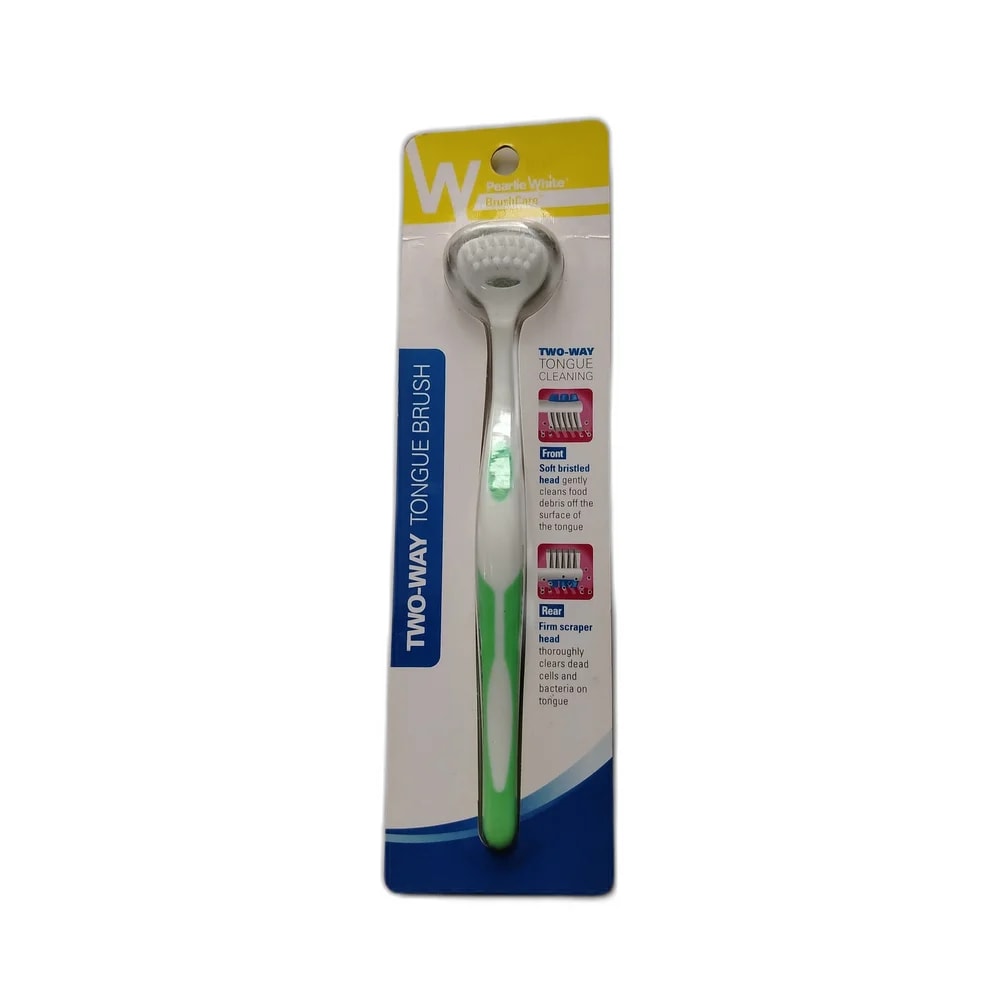 Pearlie White Two-Way Tongue Brush Two-way (brush and scraper) - PHARMACIE RATANAK