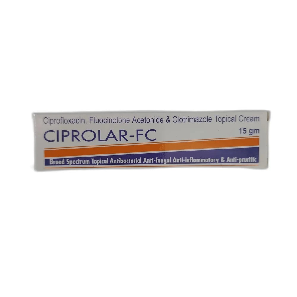 Ciprolar-FC Ciprofloxacin 0.5% + Fluocinolone Acetonide 0.025% + Clotrimazole 1% w/w (15 g) - PHARMACIE RATANAK