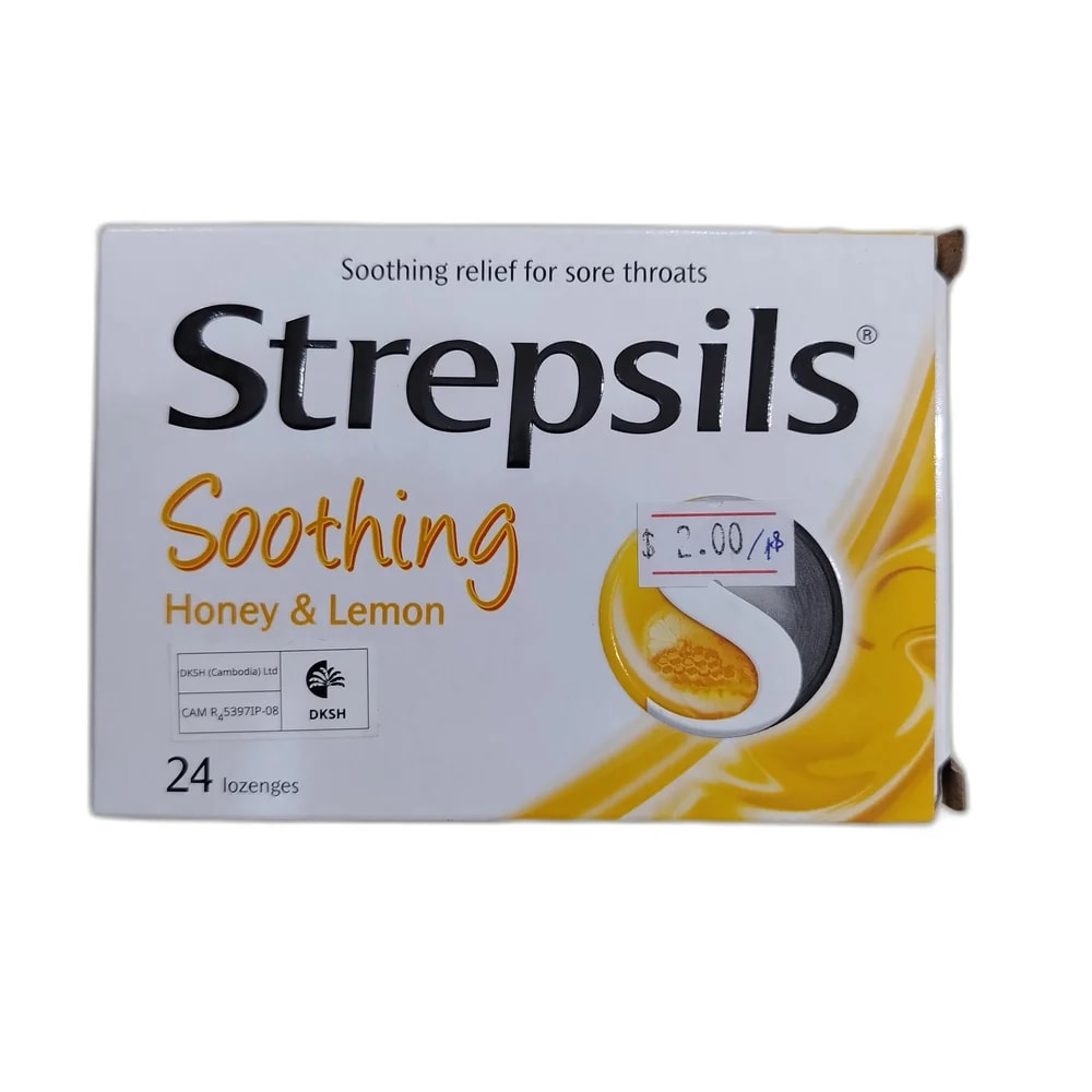 Strepsils Soothing Honey & Lemon 1.2 mg / 0.6 mg per lozenge - PHARMACIE LA BELLE PHARMA 