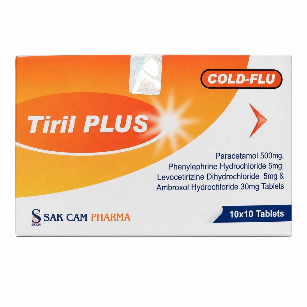Tril Plus Paracetamol 500 mg / Phenylephrine hydrochloride 5 mg / Levocetirizine dihydrochloride 5 mg / Ambroxol hydrochloride 30 mg tablet - Preah Chan Tep Pharmacy 
