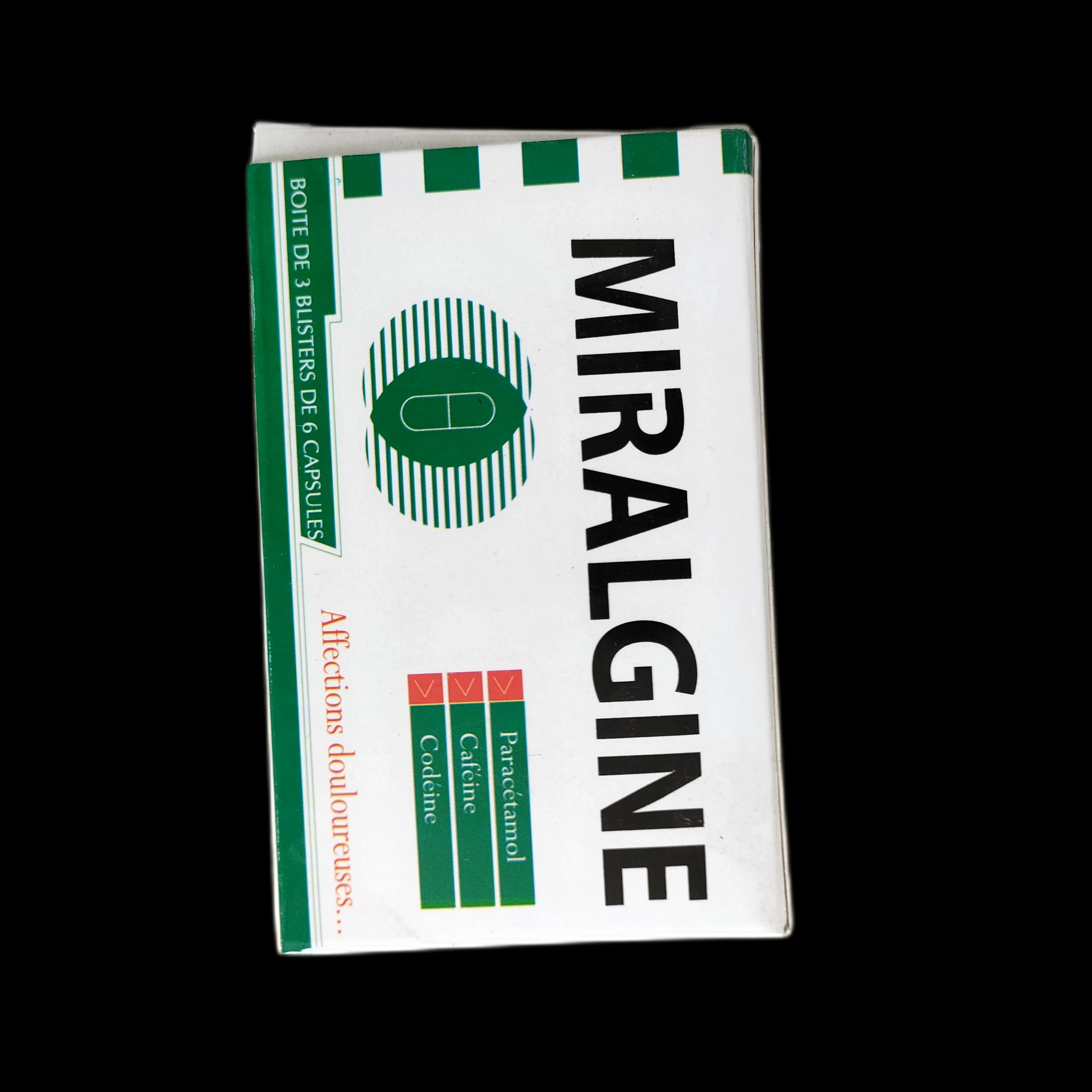 Miralgine Paracetamol 400mg, Caffeine 62.50mg, Codeine phosphate 20mg - SREY MOM PHARMACY
