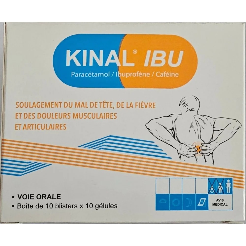 Kinal IBU Paracetamol 325 mg / Ibuprofen 200 mg / Caffeine 30 mg - TRAM NEAK PHARMCY