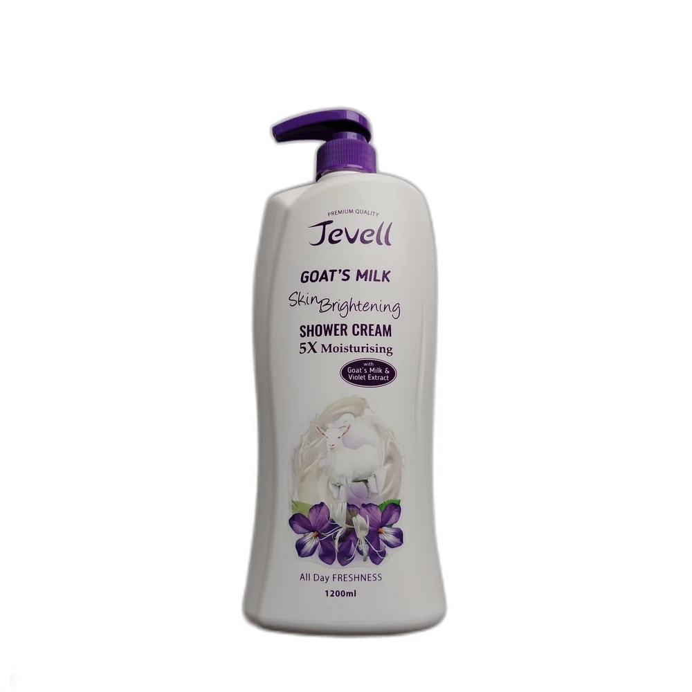 Jevell Goat's Milk Skin Brightening Shower Cream 5X Moisturising (Violet, 1200 ml) 1200 ml - PHARMACIE RATANAK