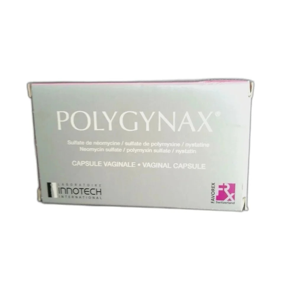Polygynax Each vaginal capsule contains neomycin sulfate 35,000 IU, polymyxin B sulfate 35,000 IU, and nystatin 100,000 IU - Pharmarcy Tareach