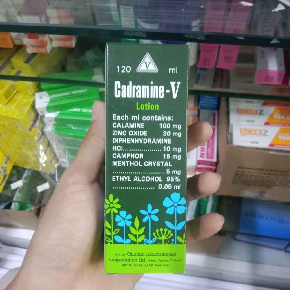 Cadramine-V Lotion Calamine 100 mg/ml, zinc oxide 30 mg/ml, diphenhydramine HCl 10 mg/ml, camphor 15 mg/ml, menthol crystal 5 mg/ml - Kim Yi