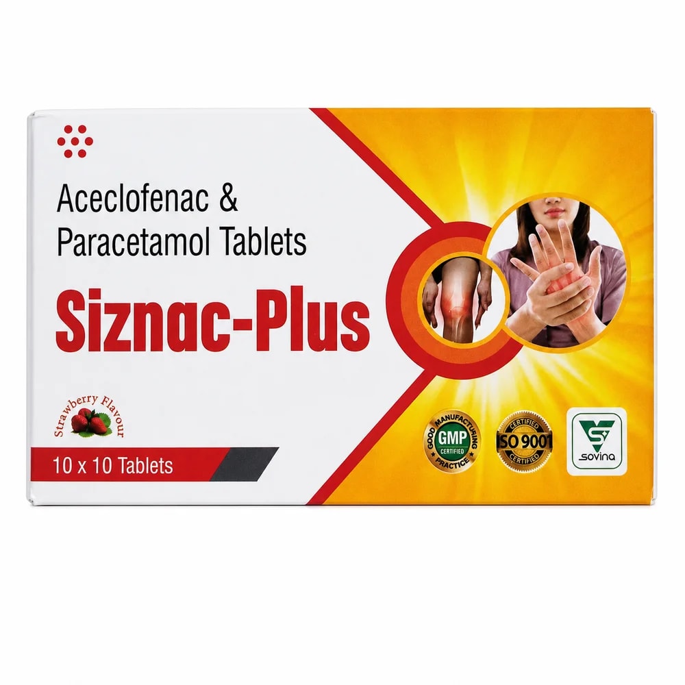 Siznac-Plus Aceclofenac 100 mg / Paracetamol 500 mg tablet - Preah Chan Tep Pharmacy 