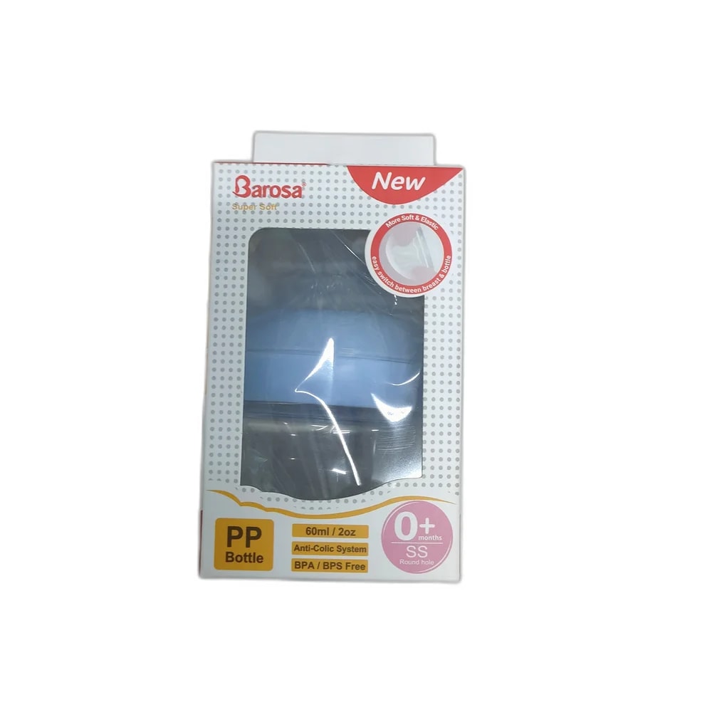 Barosa Super Soft PP Bottle 60 mL / 2 oz, SS round-hole nipple, 0+ months - Depot de Pharmacie B Rotha