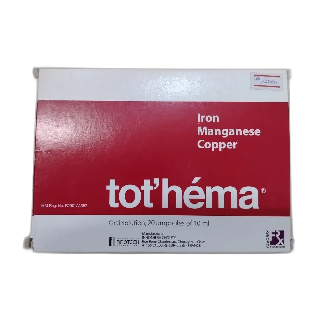 Tot'héma 50 mg / 1.33 mg / 0.70 mg per 10 ml ampoule - PHARMACIE LA BELLE PHARMA
