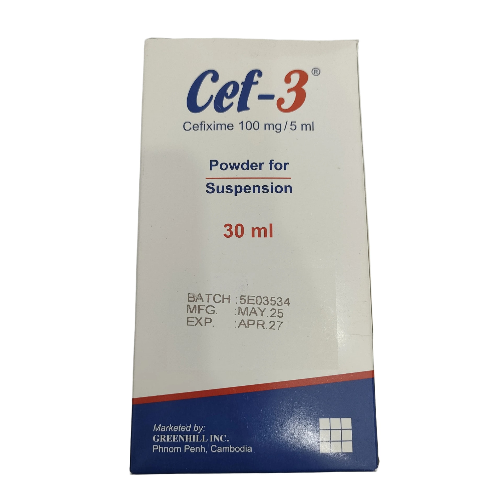 Cef-3 100 mg/5 mL (30 mL after reconstitution) - PHARMACY PONLEU AOSOT