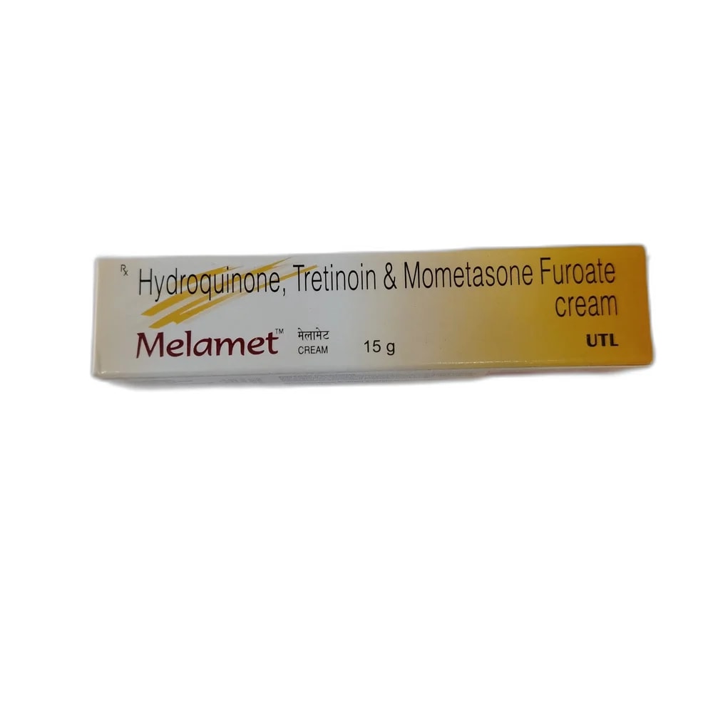 Melamet Cream Hydroquinone USP 2.00% w/w, Tretinoin USP 0.025% w/w, Mometasone Furoate IP 0.10% w/w in a cream base - PHARMA ASSIST PHARMACY