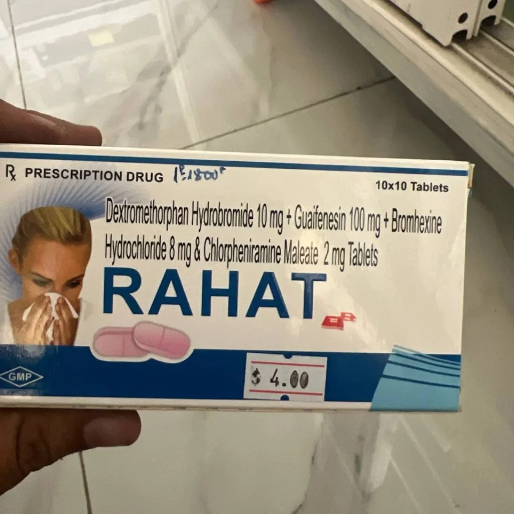 RAHAT Dextromethorphan HBr 10 mg + Guaifenesin 100 mg + Bromhexine HCl 8 mg + Chlorpheniramine Maleate 2 mg - SETHIKA CARE Pharmacy