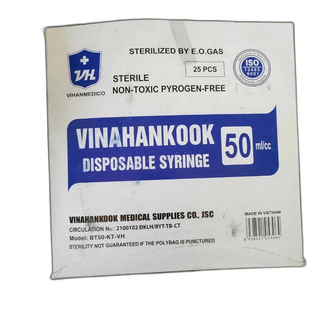 VINAHANKOOK 50 ml disposable syringe 50 ml/cc, 25 pieces - PONLEU DOUNG DARA PHARMACY