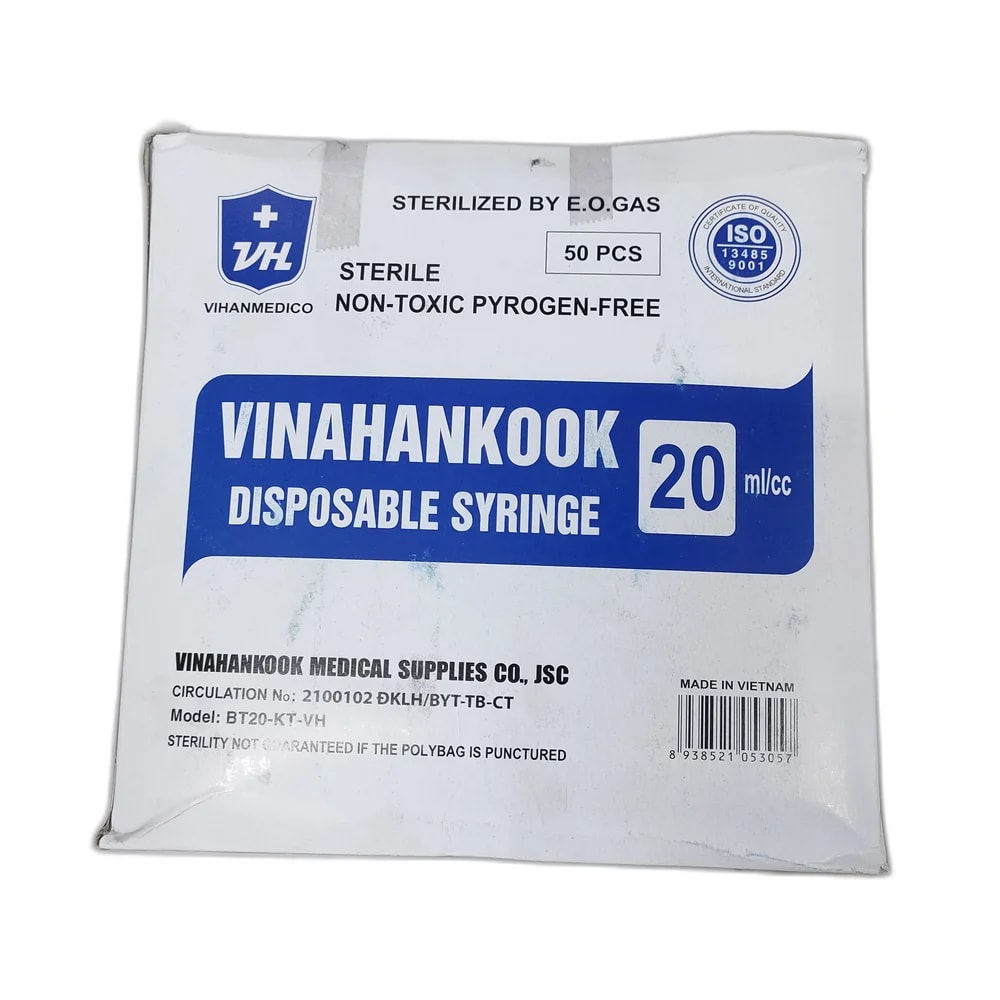 Vinahankook Disposable Syringe 20 mL / cc - Depot de Pharmacie B Rotha