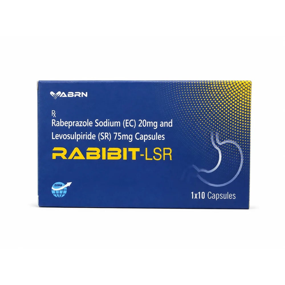 RABIBIT-LSR Rabeprazole sodium 20 mg and Levosulpiride sustained-release 75 mg; 10 capsules - Kim Yi