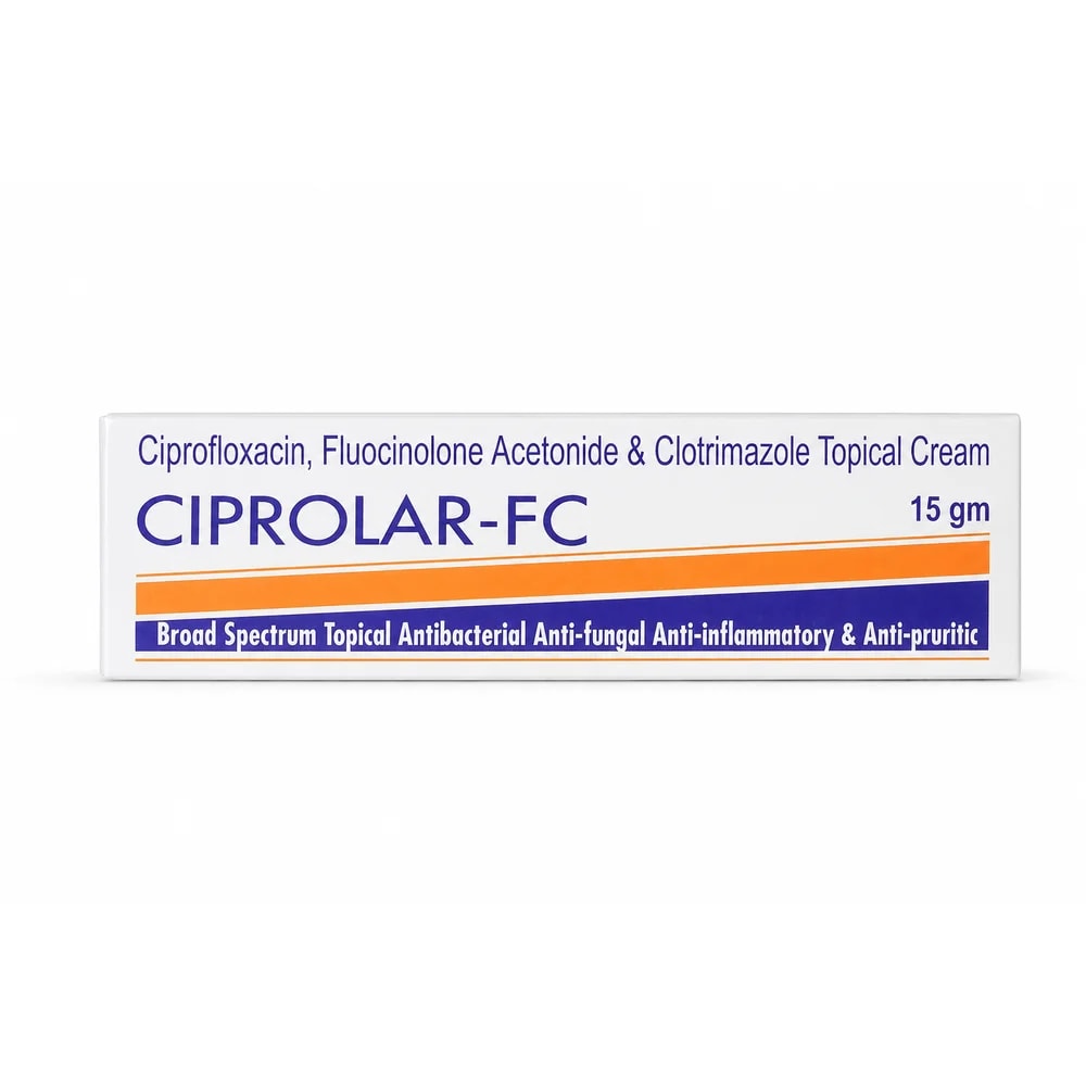 Ciprolar-FC Ciprofloxacin hydrochloride equivalent to ciprofloxacin 0.5% w/w, fluocinolone acetonide 0.025% w/w and clotrimazole 1% w/w - Kim Yi