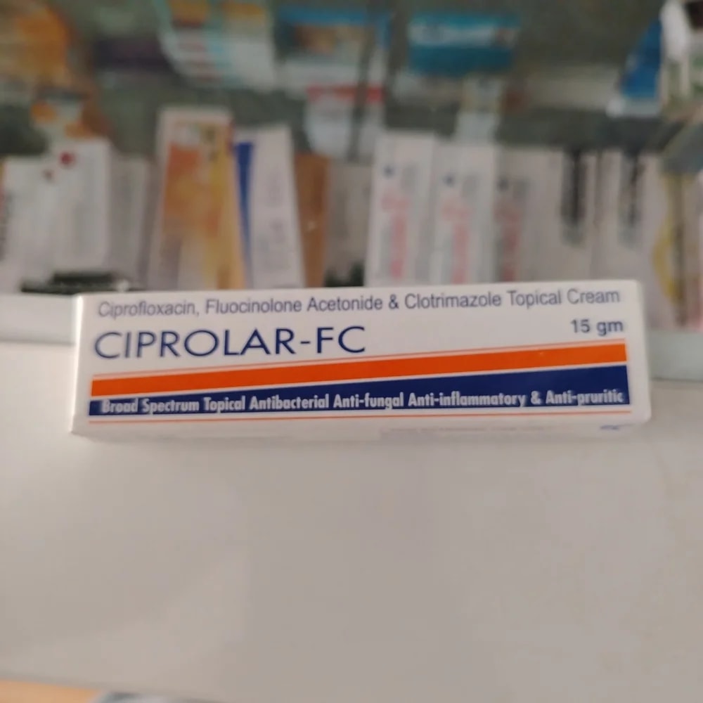 CIPROLAR-FC Ciprofloxacin 0.5% w/w / fluocinolone acetonide 0.025% w/w / clotrimazole 1% w/w - Reachiny Pharmacy
