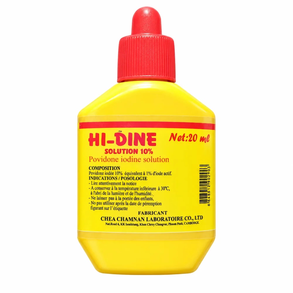Hi-Dine 10% (equivalent to 1% available iodine), 20 ml - Sann Sopheachenda Pharmacy