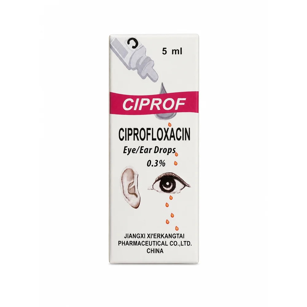 Ciprof Ciprofloxacin 0.3% (3 mg/mL) eye/ear drops, 5 mL - Preah Chan Tep Pharmacy 