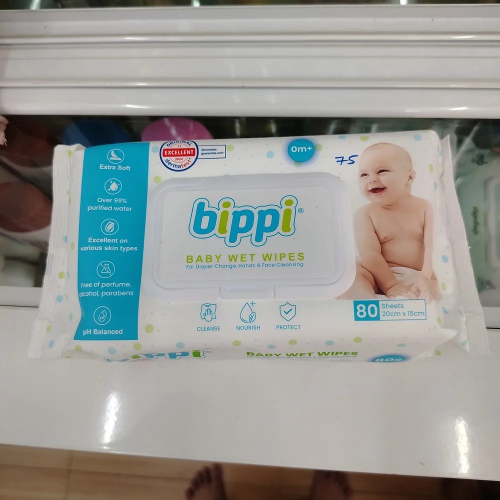 Bippi Baby Wet Wipes 80 sheets; each sheet 20 × 15 cm - Reachiny Pharmacy