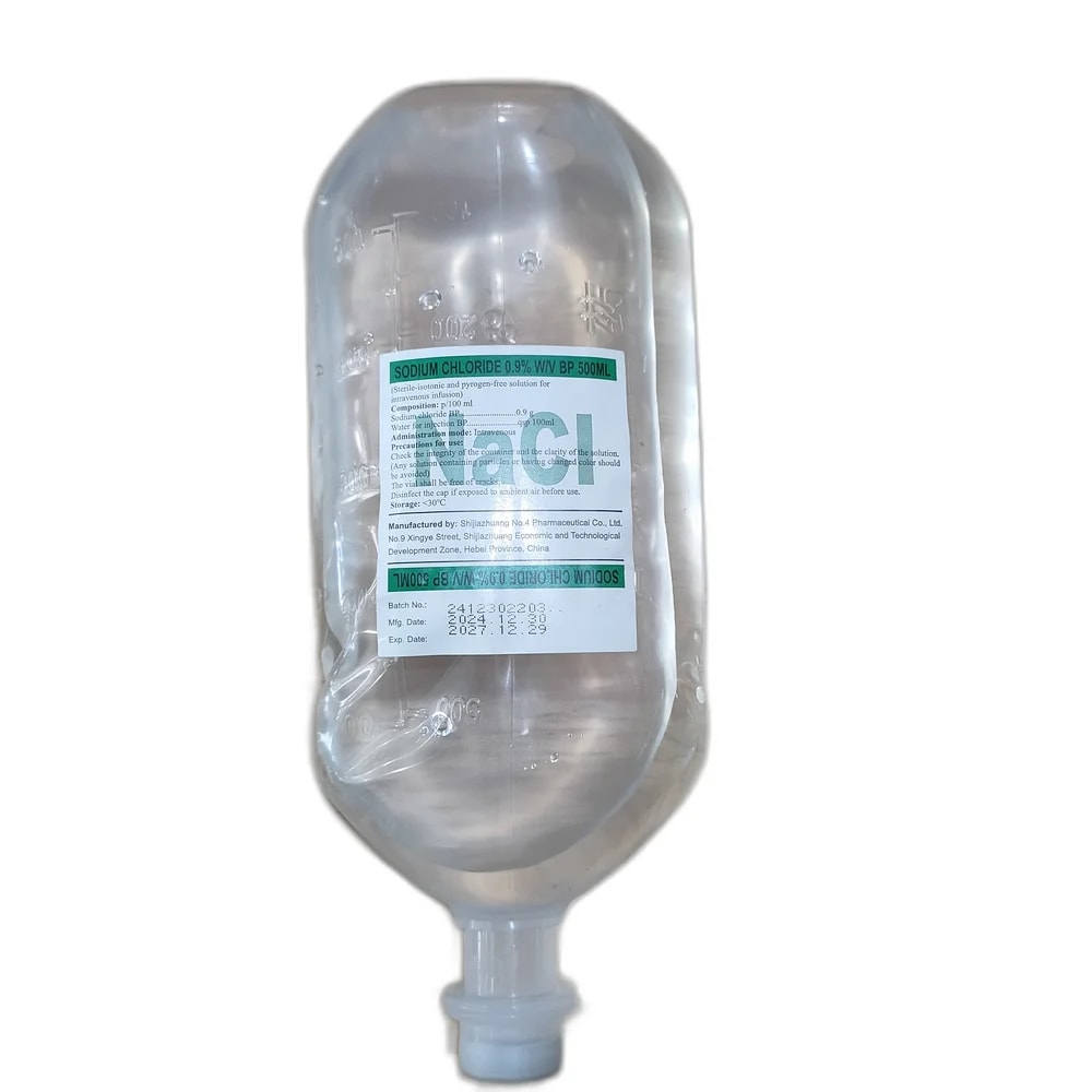 Sodium Chloride 0.9% W/V BP 500ml 0.9% (Sodium Chloride 0.9 g per 100 mL) - Reachvong Pharmacy