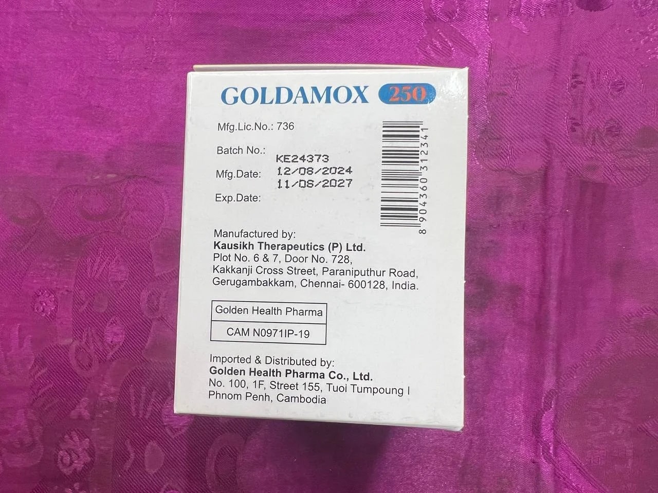 Goldamox 250mg - Dosage pharma