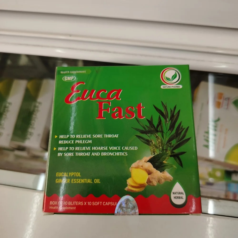 Euca Fast Eucalyptol 100 mg / Camphora 12 mg / Mint oil 0.5 mg / Ginger oil 0.5 mg / Mandarin oil 0.5 mg / Coleus oil 0.36 mg per soft capsule - Reachiny Pharmacy