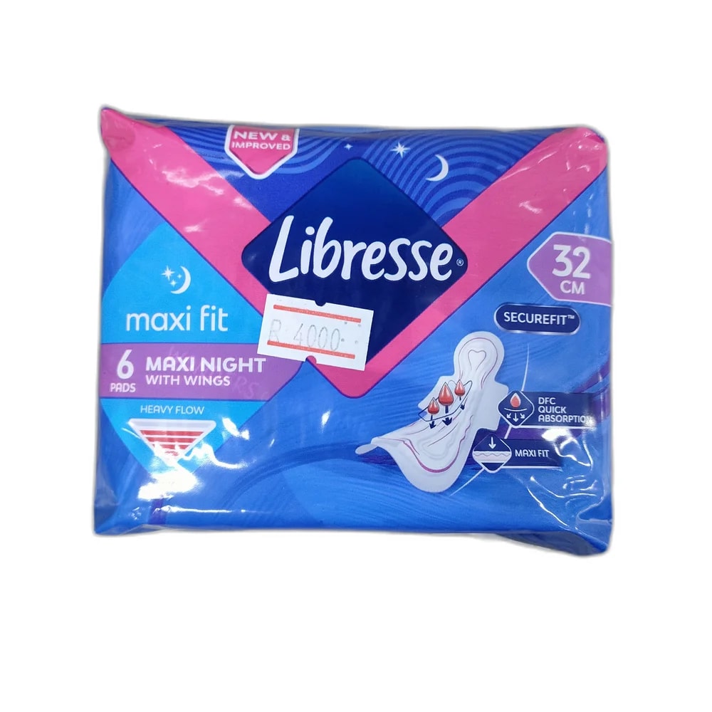 Libresse Maxi Fit Maxi Night with Wings 32 cm 32 cm, 6 pads - Depot de Pharmacie B Rotha