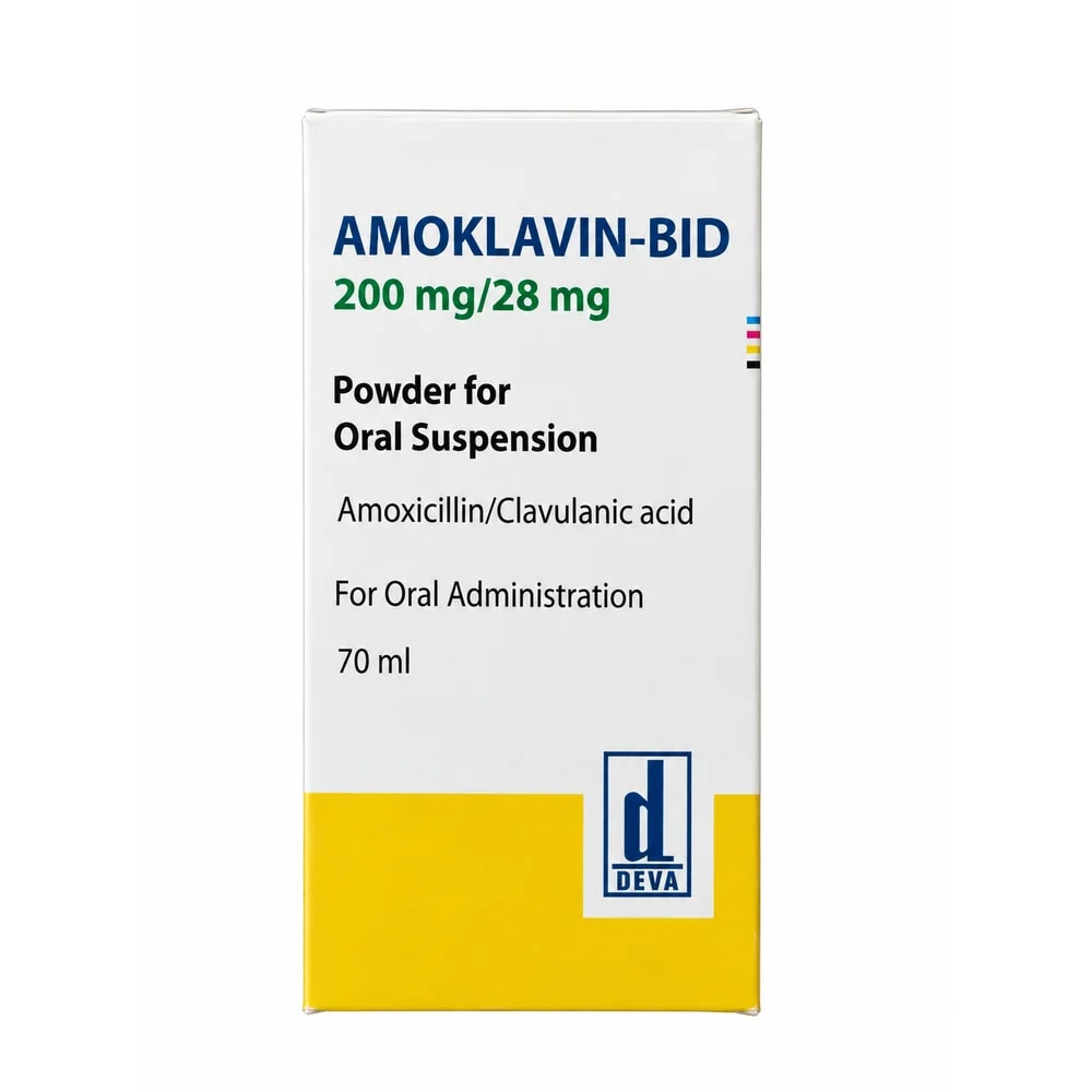 Amoklavin-BID Amoxicillin 200 mg + clavulanic acid 28 mg; 70 mL - PHARMCY ARUN REAS