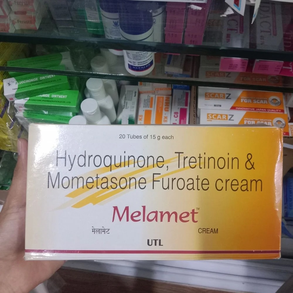 Melamet Cream Hydroquinone 2.00% w/w, tretinoin 0.025% w/w and mometasone furoate 0.10% w/w - Kim Yi