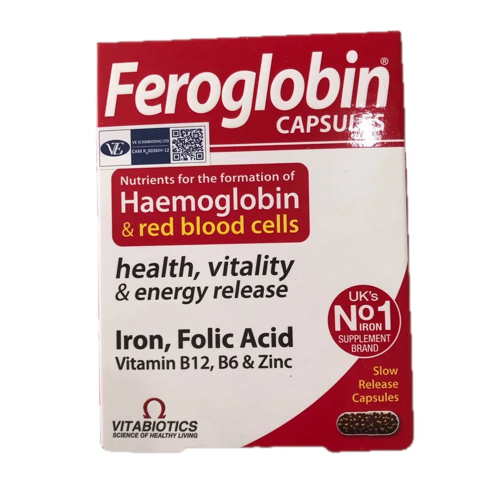 Feroglobin Iron 24 mg / Folic acid 500 µg / Vitamin B12 10 µg - Reach Srey