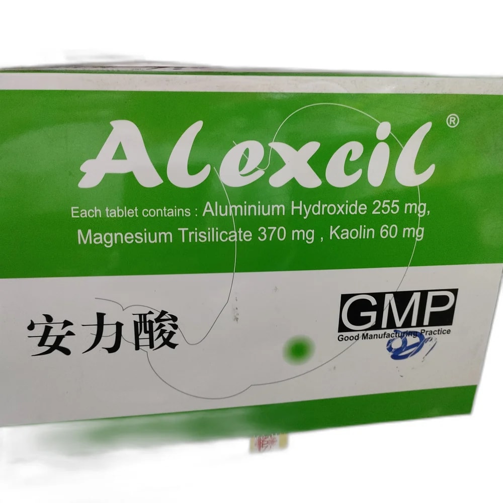 Alexcil Aluminium Hydroxide 255 mg + Magnesium Trisilicate 370 mg + Kaolin 60 mg per tablet - PHARMACIE PORNLEU PICH