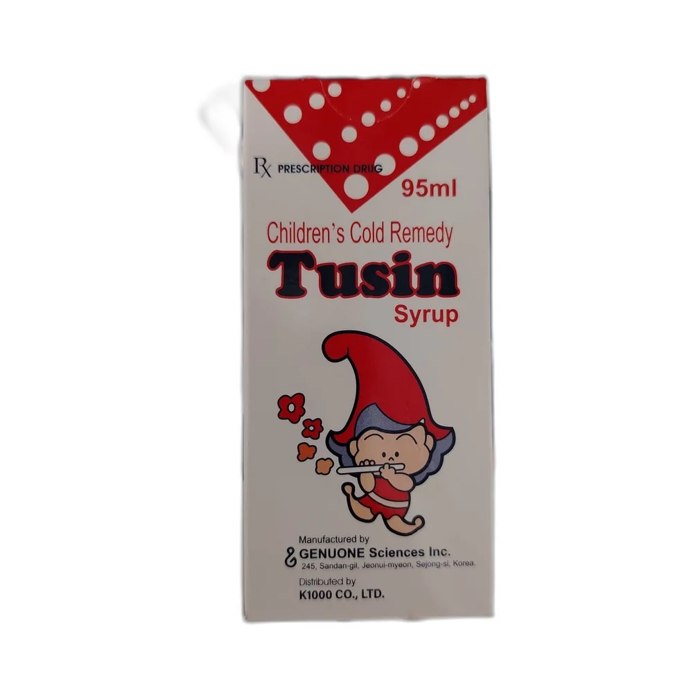 Tusin Per 100 mL: Acetaminophen 1000 mg, Dextromethorphan HBr 50 mg, DL-Methylephedrine HCl 62.5 mg, Chlorpheniramine maleate 8.3 mg, Guaifenesin 233.3 mg, Anhydrous Caffeine 133.3 mg - PHARMACIE RATANAK