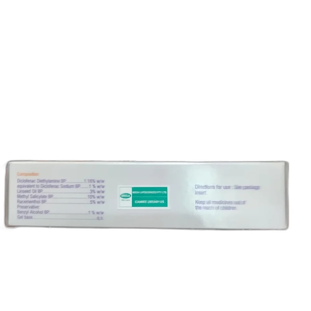 Volini Diclofenac Diethylamine 1.16% w/w (equivalent to Diclofenac Sodium 1% w/w) / Linseed Oil 3% / Methyl Salicylate 10% / Racementhol 5% - DHOU CARE PHARMACY
