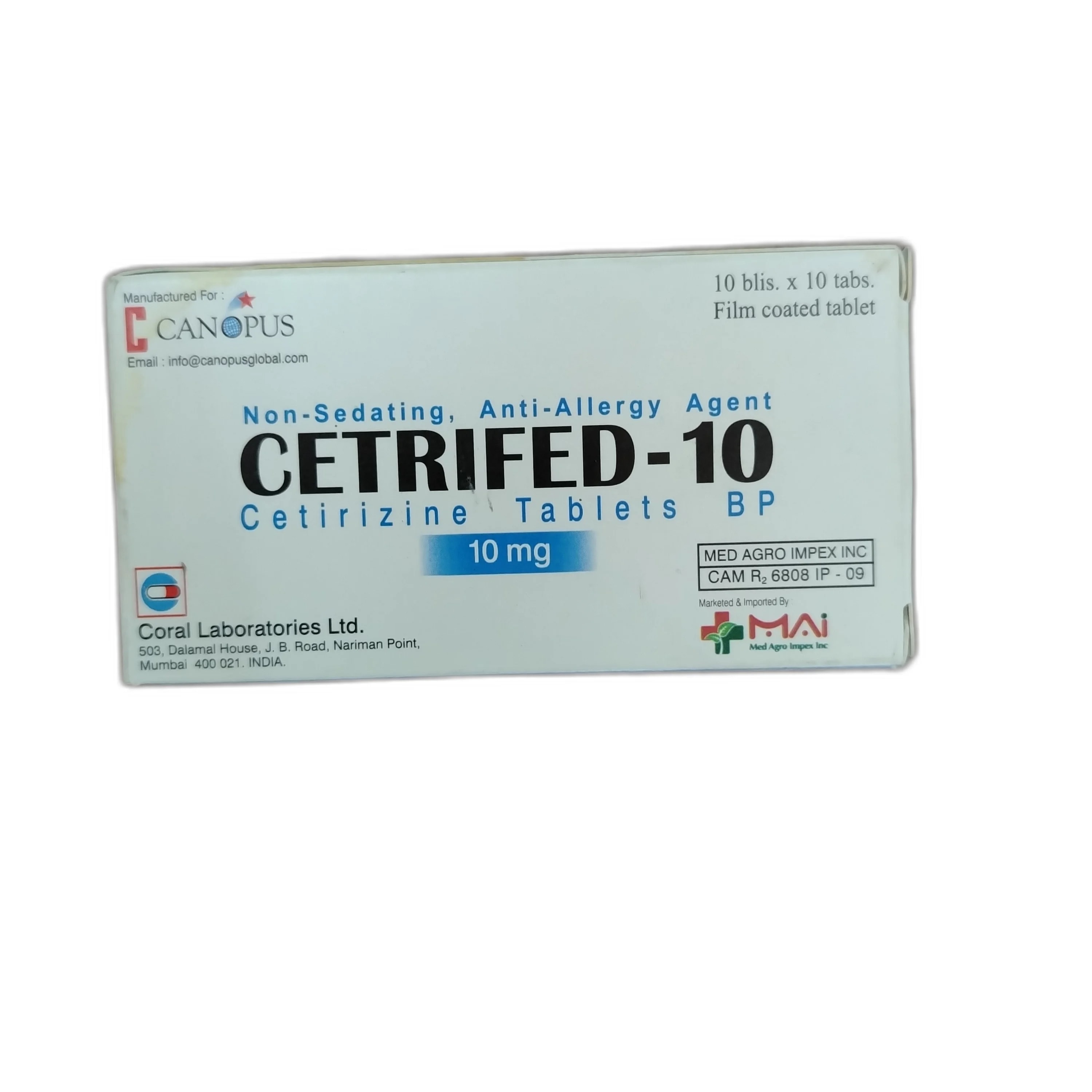 Cetrifed-10 10 mg - DARAREASH PHARMACY