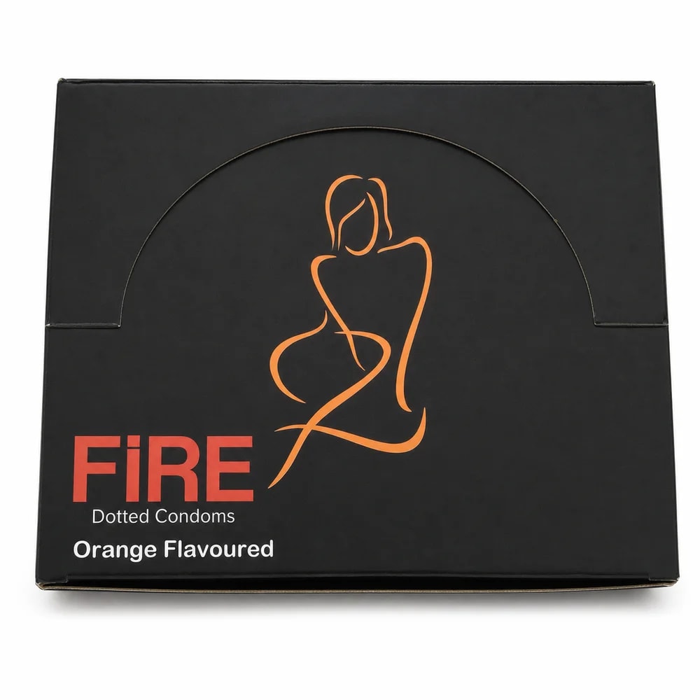 FiRE Dotted condom, orange flavoured - Preah Chan Tep Pharmacy 
