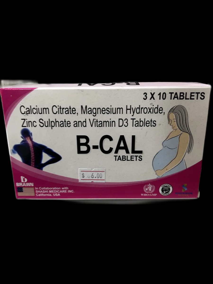 B-CAL Calcium Citrate 1000mg, Magnesium Hydroxide 100mg, Zinc Sulphate 4mg, Cholecalciferol 200 IU - α±ααααααΆααααααααααααα