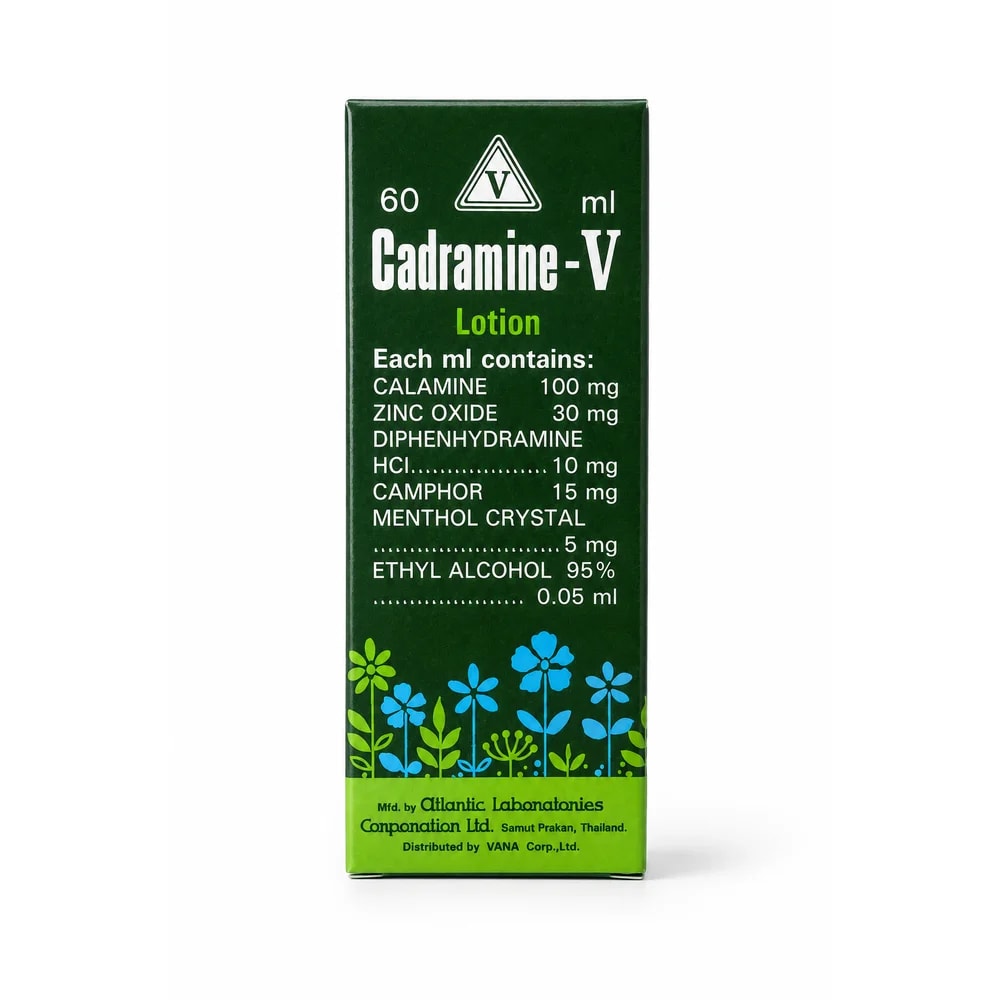 Cadramine-V Lotion Calamine 100 mg/ml, zinc oxide 30 mg/ml, diphenhydramine HCl 10 mg/ml, camphor 15 mg/ml, menthol crystal 5 mg/ml - Kim Yi