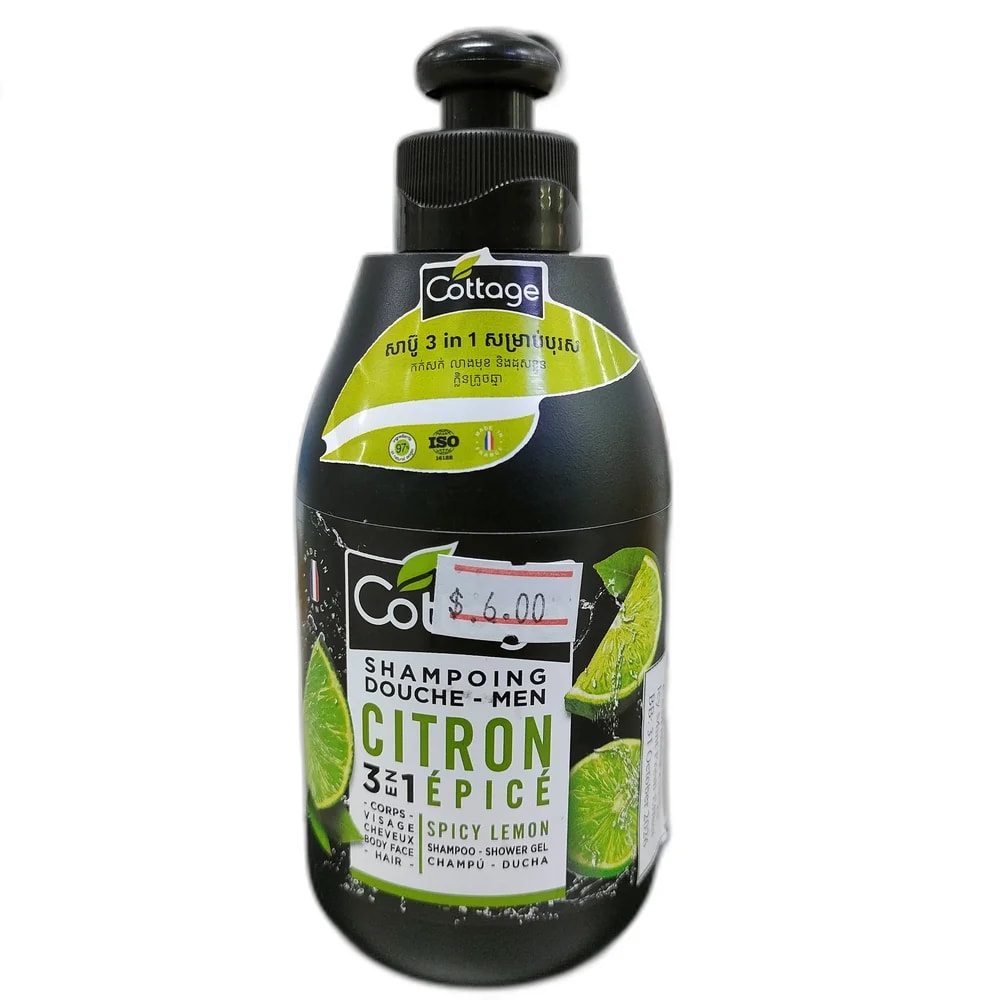 Cottage Men Spicy Lemon 3-in-1 Shower Shampoo 250 ml - Depot de Pharmacie B Rotha