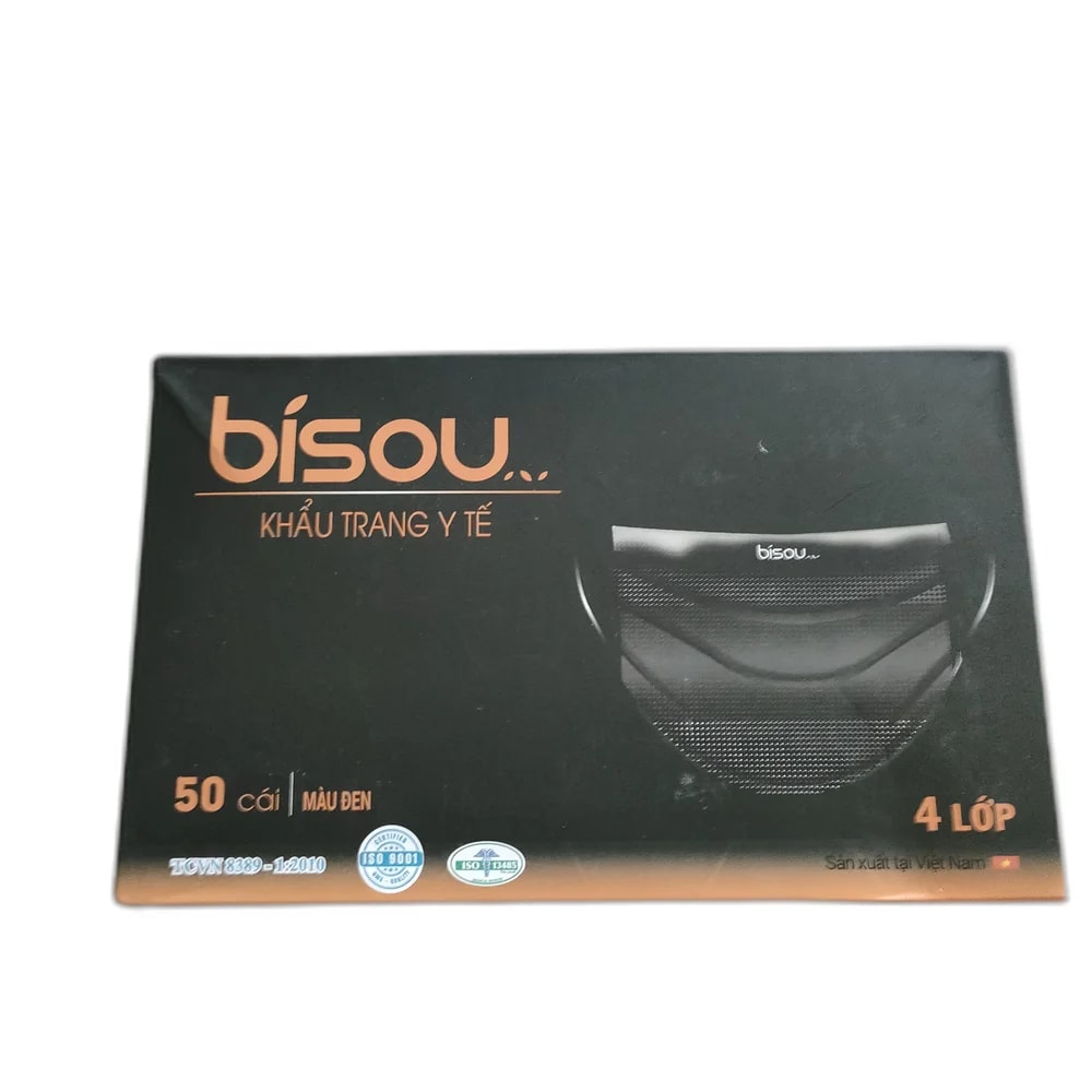 Bisou Black 4-Layer Face Masks 4 layers, 175 mm × 95 mm - SUKHA PHARMACY