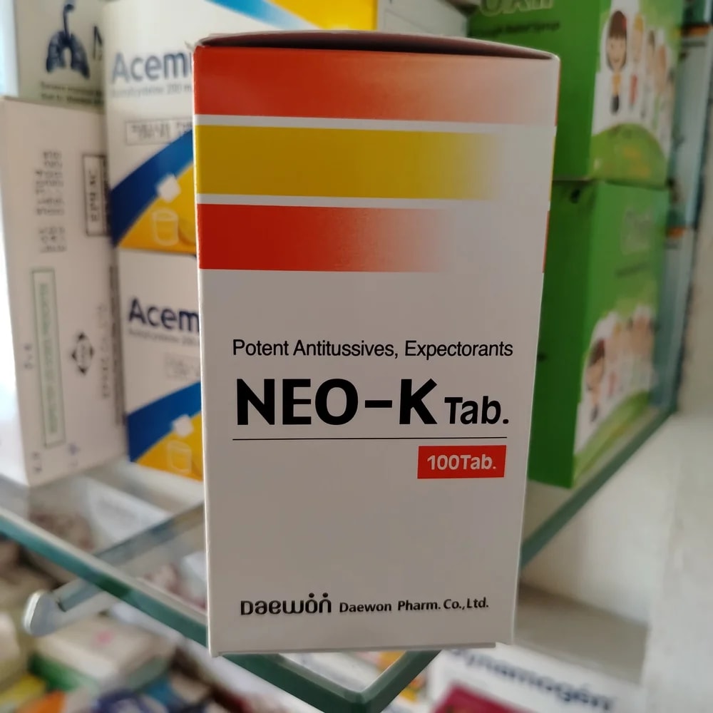 Neo-K Dihydrocodeine bitartrate 5 mg, Guaifenesin 50 mg, DL-Methylephedrine HCl 17.5 mg, Chlorpheniramine maleate 1.5 mg per tablet - CHEANIMUL PHARMACY