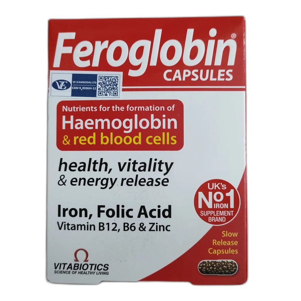 Feroglobin Capsules Iron 24 mg per capsule - PHARMACIE MONGKUL