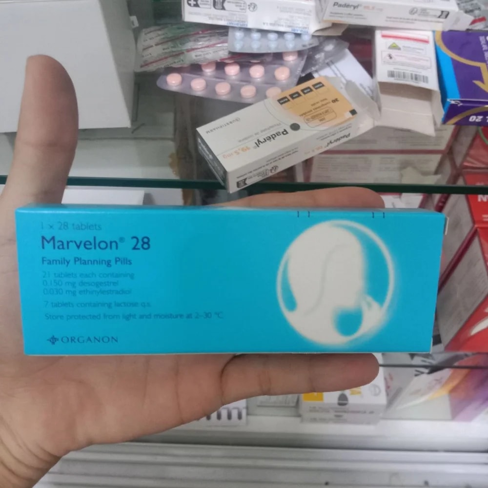 Marvelon 28 Desogestrel 0.150 mg + ethinylestradiol 0.030 mg; 21 active tablets and 7 lactose tablets - Kim Yi