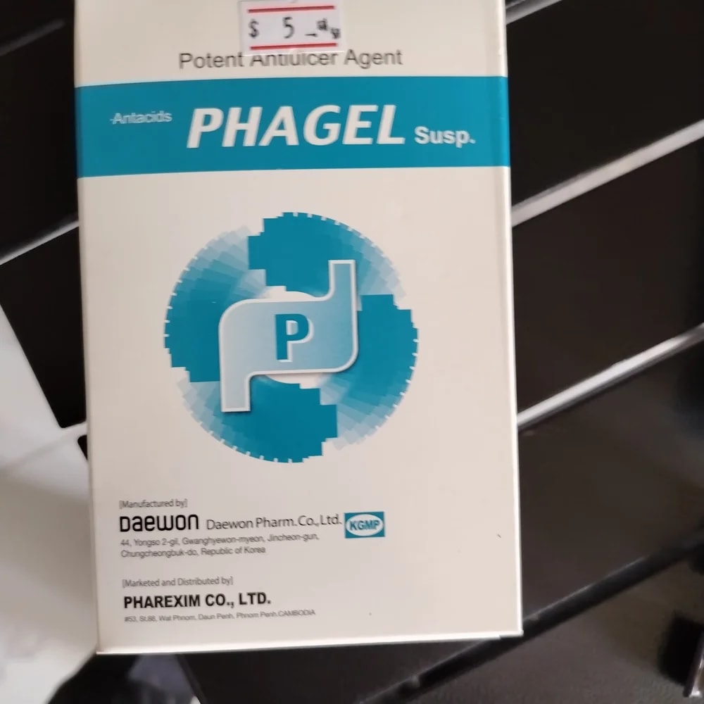 Phagel Oxethazaine 20 mg, Dried aluminum hydroxide gel 582 mg, Magnesium hydroxide 196 mg per 10 mL pouch - CHEANIMUL PHARMACY