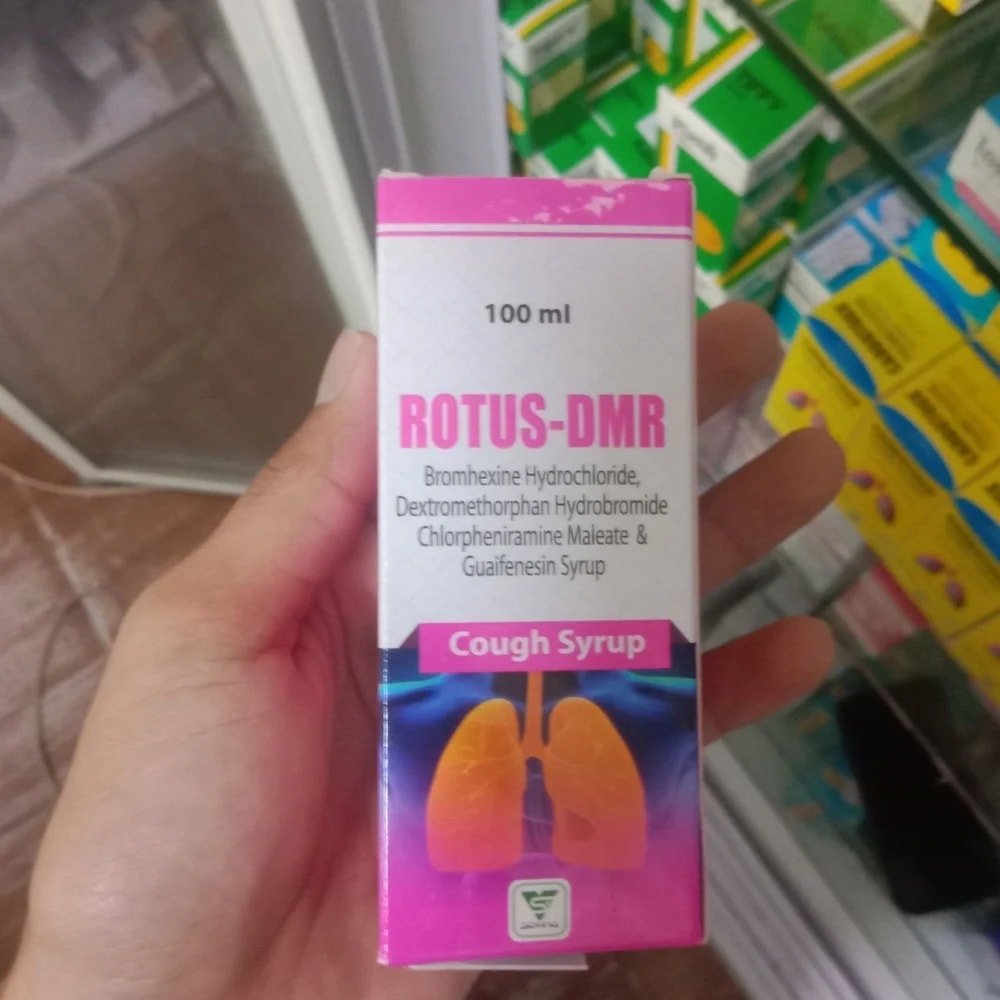 Rotus-DMR Cough Syrup Per 5 mL: bromhexine hydrochloride 4 mg, dextromethorphan hydrobromide 5 mg, chlorpheniramine maleate 2 mg, and guaifenesin 50 mg; 100 mL - Kim Yi