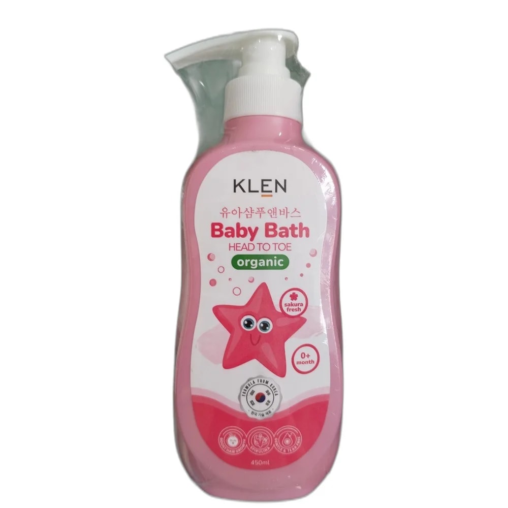 KLEN Baby Bath Head to Toe Organic Sakura Fresh 450 mL - ឱសថស្ថាន សុខលាភ