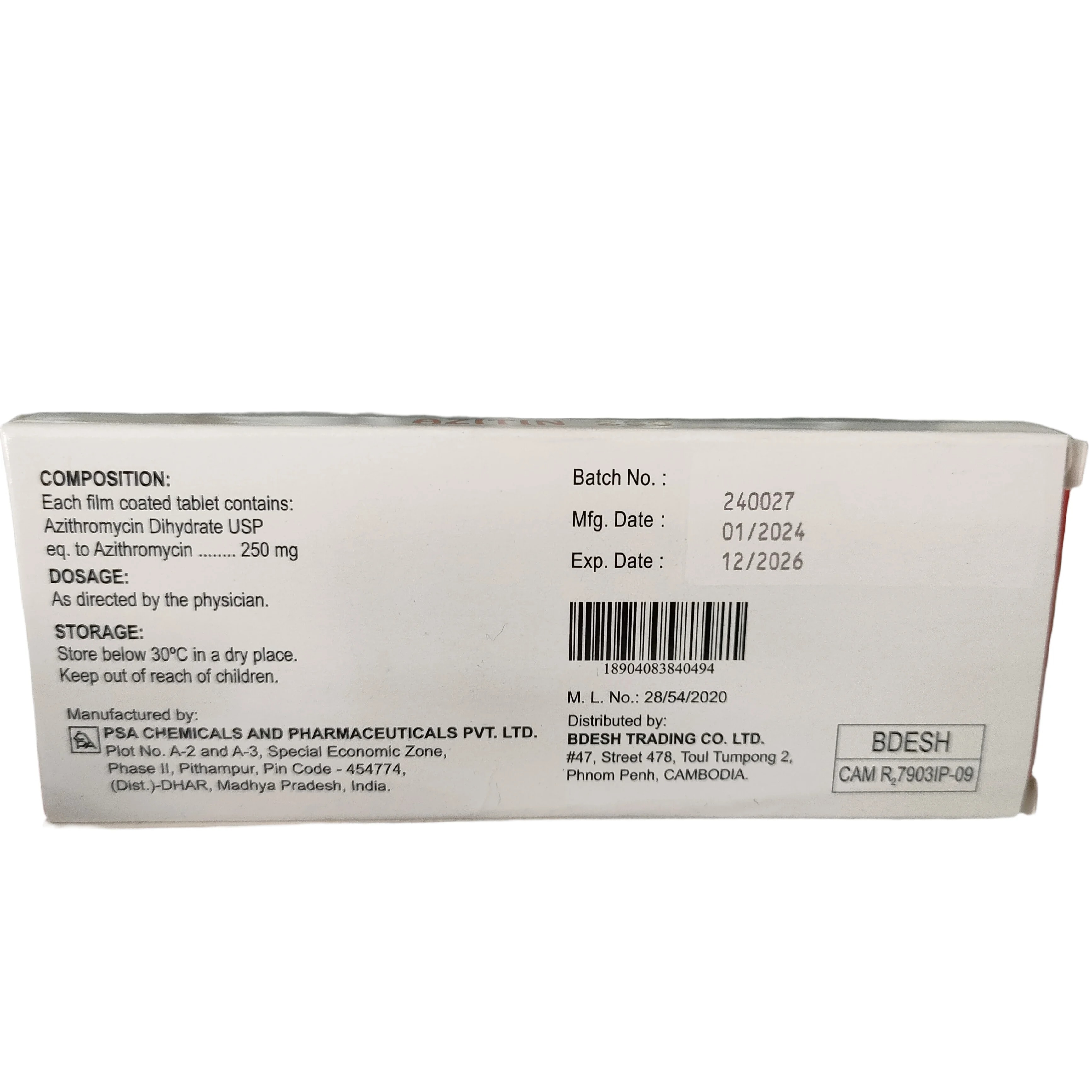 Azitin 250mg - PHARMACY PONLEU AOSOT