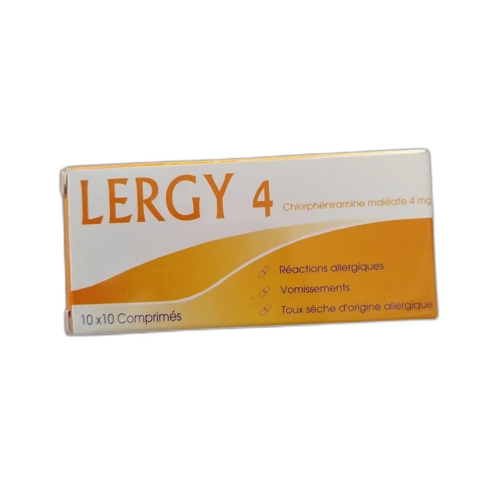 Lergy 4 Chlorpheniramine maleate 4 mg per oral tablet (10 x 10 tablets per box) - Oudom Puthik Pharmacy