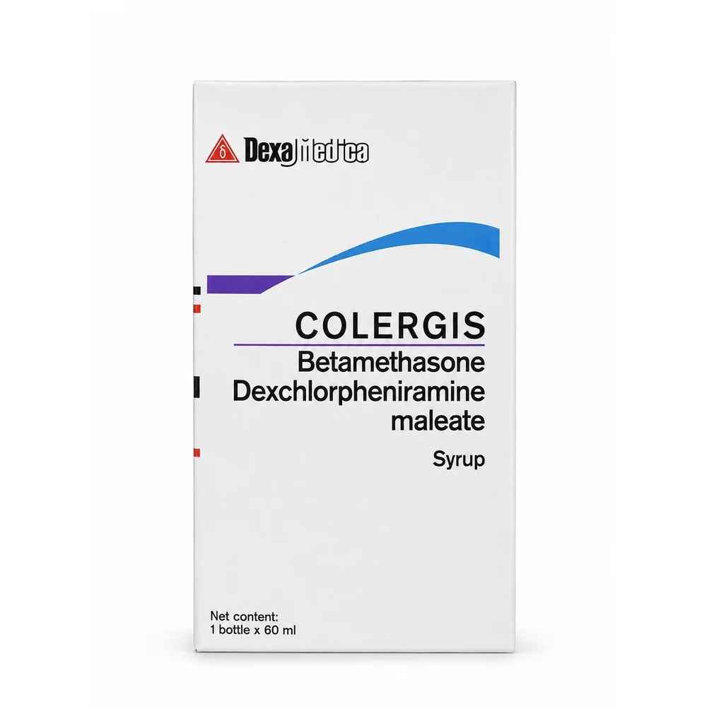 Colergis Syrup Betamethasone 0.25 mg and dexchlorpheniramine maleate 2 mg per 5 ml - Kim Yi