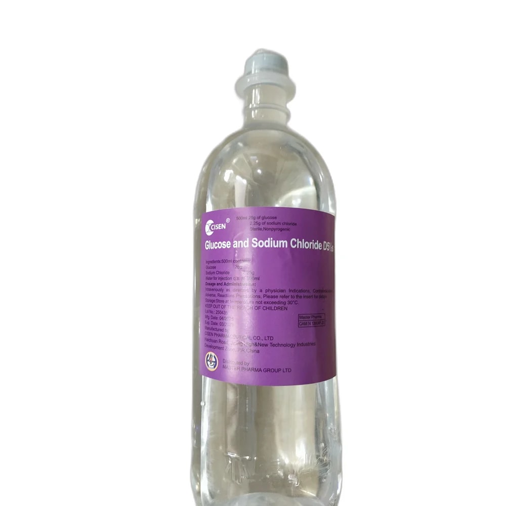 Glucose and Sodium Chloride D5S Glucose 25 g / Sodium Chloride 2.25 g per 500 ml - PHARMACIE MONGKUL
